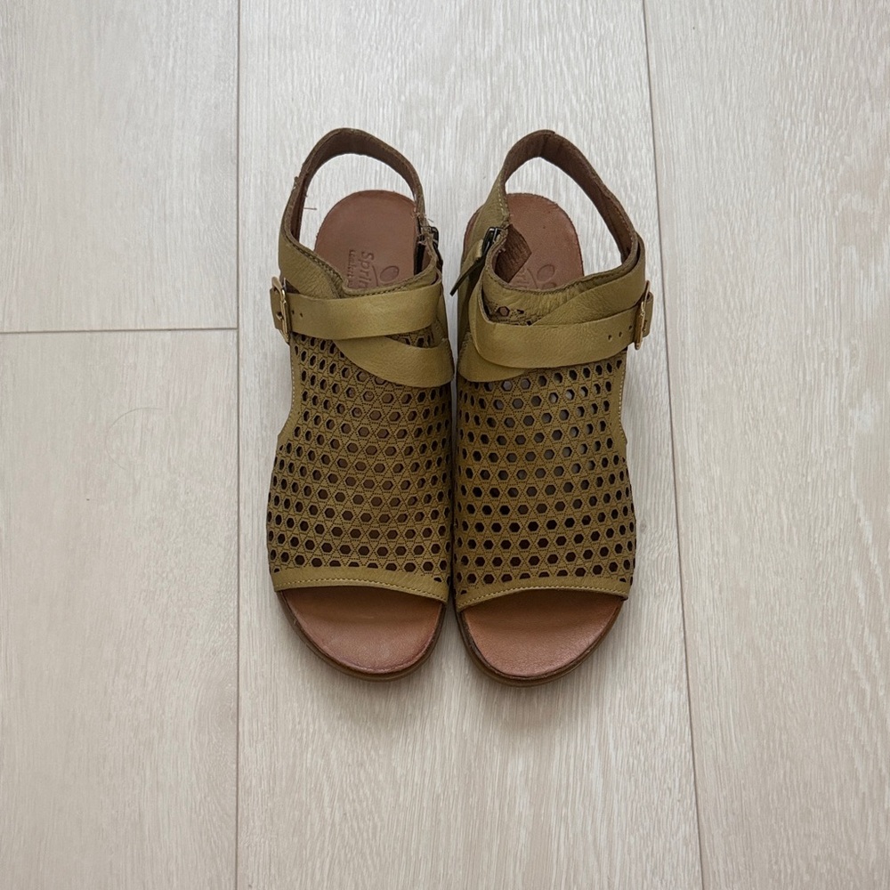 Spring Step Olive Yellow Perforated Sandals